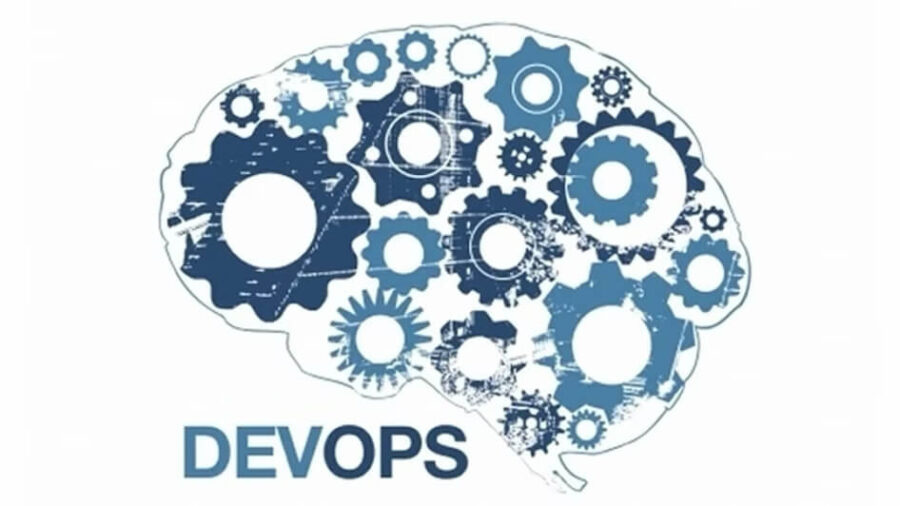 devops cerebro engranajes azules